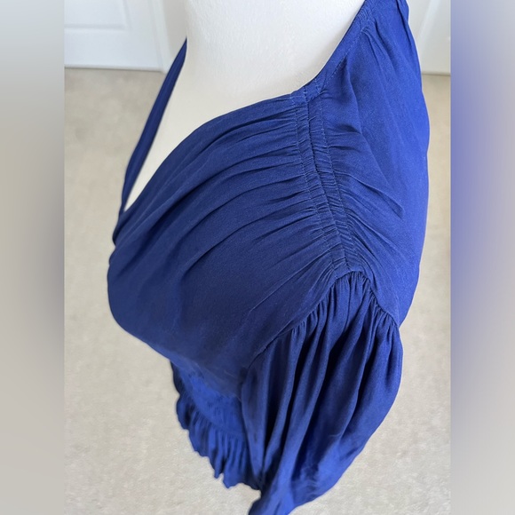 NWOT White House Black Market Long Sleeve Deep Purple Ruched V Neck Top Size S - Picture 6 of 11